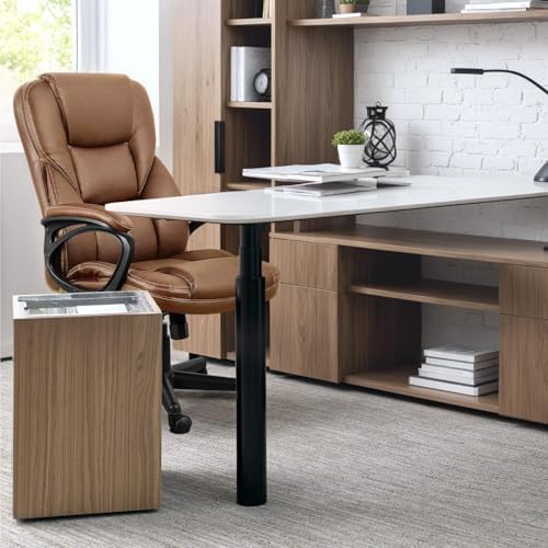 Furmax Office Executive Chair High Back Adjustable Managerial Home Desk Chair, Swivel Computer PU Leather Chair with Lumbar Support (2, Light Brown)