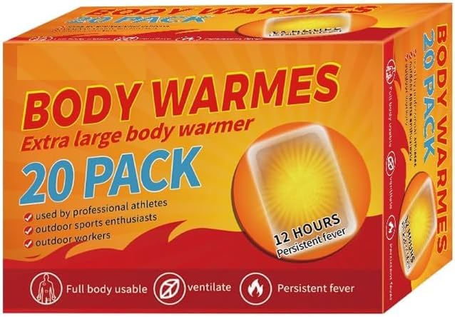 Body Warmes and Hand Warmers Extra Large Heat Packs,20 Count, 12 Hours Duration, for Athletes and Outdoor Activities