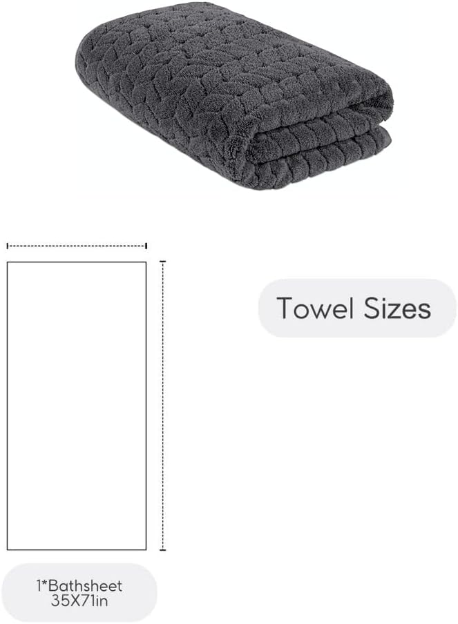 Turkish Cotton Ultra-Soft Plush Absorbent Quick Dry Bathroom Towel Set, Made in Turkey (Gray, Bath Sheet)