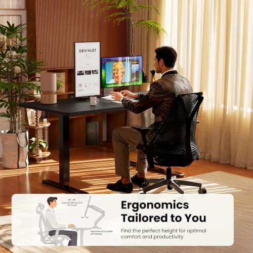 ErGear Height Adjustable Electric Standing Desk, 48 x 24 Inches Sit Stand up Desk, Memory Computer Home Office Desk, Carbon Fiber Black