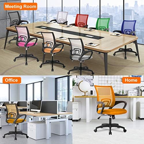 BestOffice | Ergonomic Office Chair | Mid-Back Swivel Desk Chair | Breathable Backrest & Lumbar Support | Adjustable Height | Sponge Seat | Rolling Wheels | Orange | for Adults & Women | Pack of 2