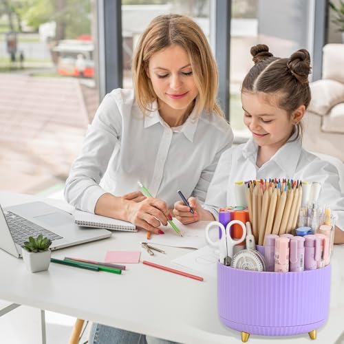 Camelmother 360°Rotating Pen&Pencil Holder For Desk With 5Slots Cute Office