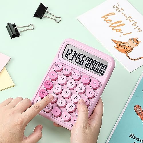 Mr. Pen- Mechanical Switch Calculator, 12 Digit Large LCD Display, Pink