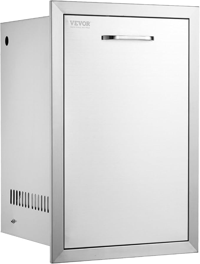 VEVOR Outdoor Kitchen Trash Drawer 16Wx22Hx16"D, Propane Tank Drawer, Stainless Steel Pull Out Trash with Handle, Outdoor Kitchen Cabinets Can Pull Out, BBQ Island Bin, Outside Trash Can Drawer