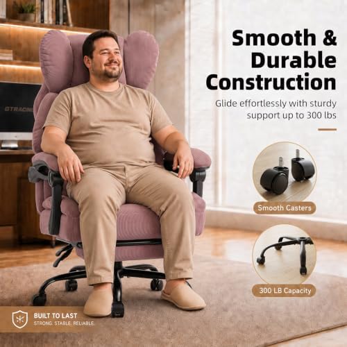 GTPLAYER Big&Tall Ergonomic Gaming Chair, Wide Spring Seat, Linkage Armrest,DPPK