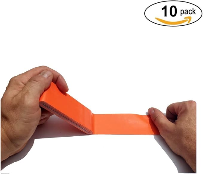 Travel Size Pocket Duct Tape 10-Pack | 1.88 inches x 5 Yards per Flat Pack (10-Pack, Fluorescent Orange)