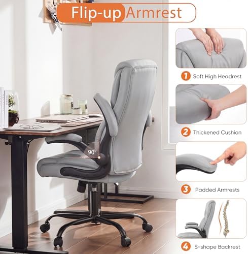 Sweetcrispy Office Chair Set of 2, Heavy Duty Desk Chair, PU Leather