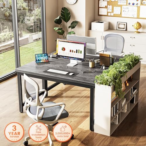 Huuger 48 x 24 inch Desk with Power Outlets & 0.95 Inch Thicker Desktop