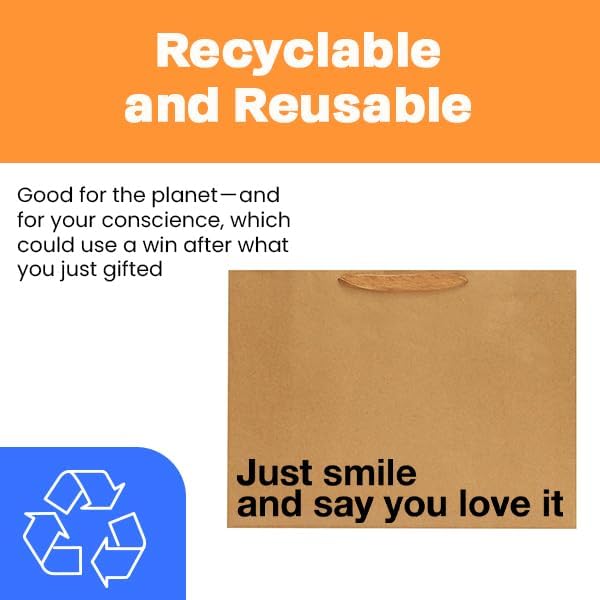 MilkToast Brands Funny Gift Bags Set of 5 β Large 16 x 6 x 12 inch Kraft Gift Bags with Snarky Sayings β Reusable, Eco-Friendly Gag Gift Wrapping for Birthdays, Holidays, Mother's Day, Father's Day