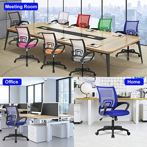 BestOffice | Ergonomic Office Chair | Mid-Back Swivel Desk Chair | Breathable Backrest & Lumbar Support | Adjustable Height | Sponge Seat | Rolling Wheels | Blue | for Adults & Women | Pack of 2