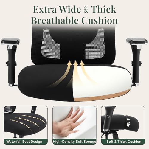 DUMOS Big and Tall Office Desk Chair, Ergonomic Mesh Computer Chair