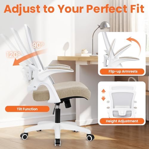 NEO CHAIR Office Desk Chair High Back Mesh Chair Adjustable Lumbar, Beige