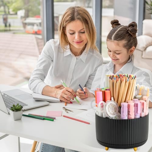 Camelmother 360°Rotating Pen&Pencil Holder For Desk With 5Slots Cute Office