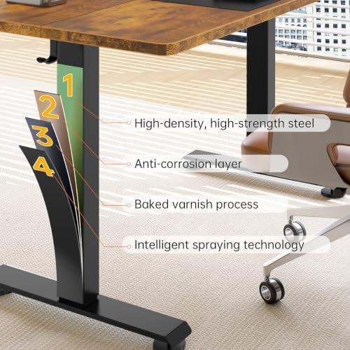 Veken 63×27.6 Inch Large Electric Standing Desk, Gaming Table, Brown