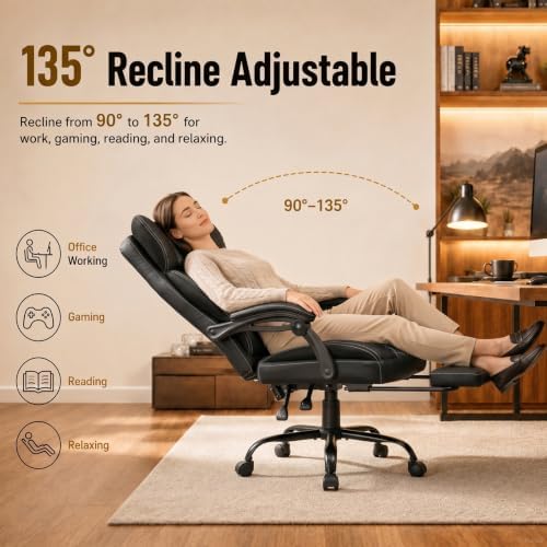 GTPLAYER Big&Tall Ergonomic Gaming Chair, Wide Spring Seat, Linkage Armrest,Black
