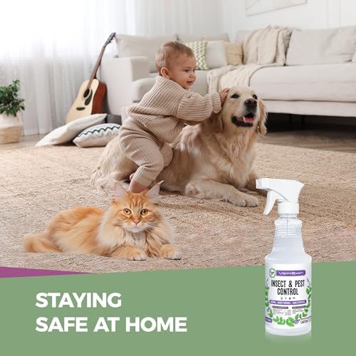 VermExon Peppermint Oil Insect & Pest Control Spray – 32oz Natural Plant-Based Bug Killer for Spiders, Ants, Flies, and Other Insects, Safe for Home & Kitchen Use