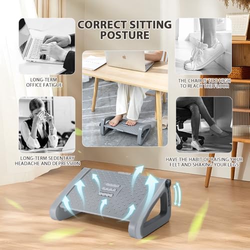 CasaZenith Foot Rest, Six Heights Adjustable Foot Rest Under Desk at Work