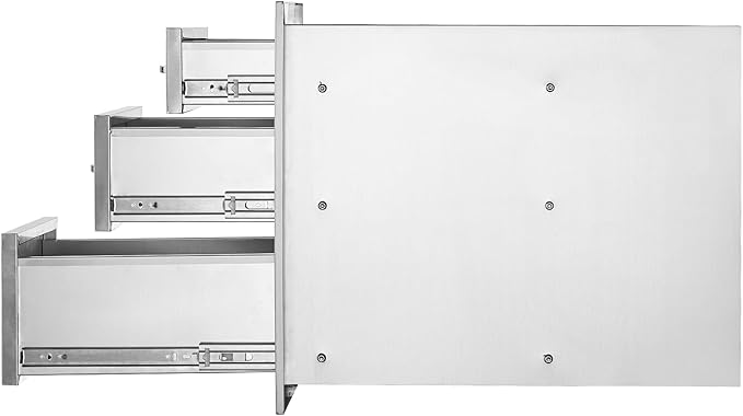 VEVOR 14x20.3 Inch Outdoor Kitchen Drawers Stainless Steel, Flush Mount Triple Drawers, 14W x 20.3H x 23D Inch, with Stainless Steel Handle, Outdoor Kitchens or BBQ Island