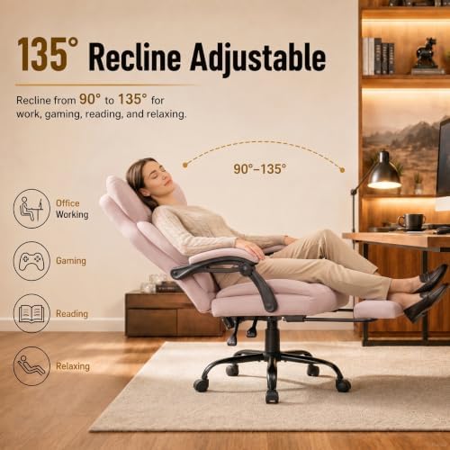 GTPLAYER Big&Tall Ergonomic Gaming Chair, Wide Spring Seat, Linkage Armrest,Pink