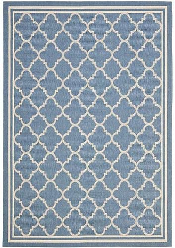 SAFAVIEH Washable Rug Outdoor Courtyard Collection - 2'7" x 5', Blue & Beige, Non-Shedding & Easy Cleaning, Ideal for Patio, Backyard, Mudroom (CY6918-243)