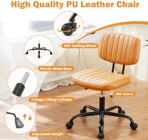 Sweetcrispy Office Desk Chair, Small Home Vanity Chair, Lumbar Support