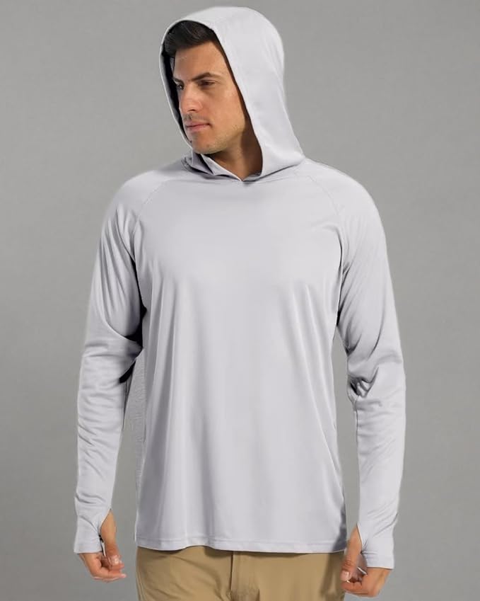 Boladeci Men's UPF 50+ Sun Protection Lightweight Hoodie Shirts Long Sleeve Fishing Shirt SPF UV Hiking Swim