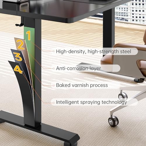 Veken 63×27.6 Inch Large Electric Standing Desk, Gaming Table, Black