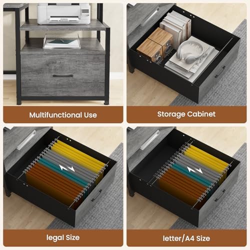 SEDETA 66'' Computer Desk with 5 Drawer, Power Outlet for Home Office