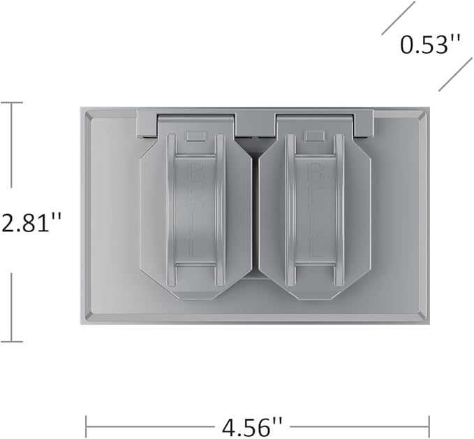 Hubbell-Bell 5180-0 1-Gang Horizontal Weatherproof Cover, Device Mount Flip Cover, Duplex, Gray