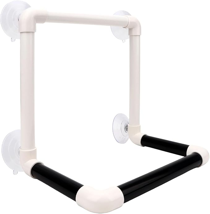 Hypeety Portable Suction Cup Bird Window and Shower Perch Toy Parrot Stand | 4 strong suction cups, parrot bath perch, easy to install, fits windows/shower tile, for cockatoo/african greys/macaws, grey