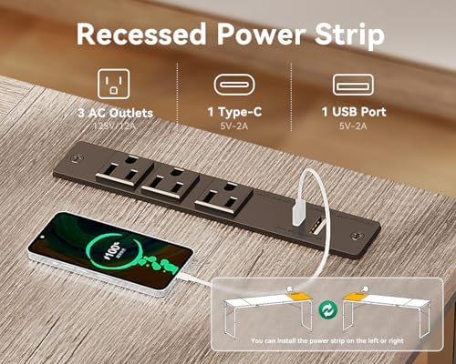 Coleshome 71 Inch Computer Desk with Power Outlet