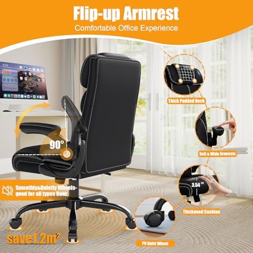 Executive Office Chair with Flip-up Armrests,Ergonomic Computer Desk Chairs
