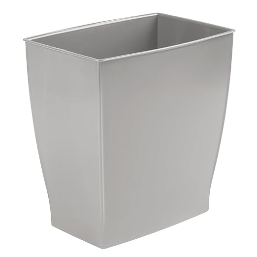 iDesign Small Bathroom Trash Set of 4-Gray Mono Rectangular Can M4