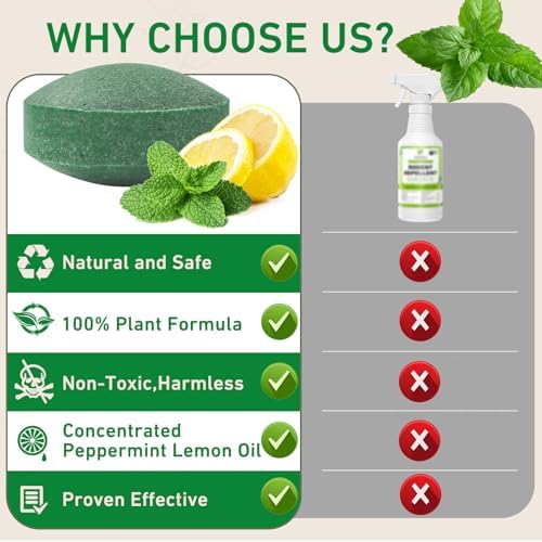 Pest Rodent Repellent, 48 Pack Peppermint Oil Repellent for Mouse Rats Spider Roach Ant Squirrel Pest Control Indoor & Outdoor, Natural Mice Deterrent Replace Trap Poisoning Family & Pet Safe Green