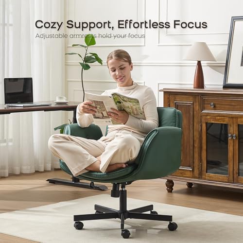 amseatec Criss Cross Office Chair, Swivel Makeup Vanity Chair with Wheels