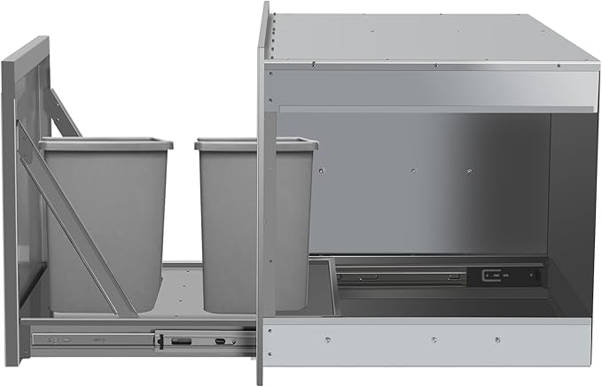 Outdoor Kitchen Drawers Stainless Steel 28W X 20.1H X 19.8D Inch, Flush Mount Triple BBQ Island Drawers with Hidden Handle for Outdoor Kitchens, Patio or Grill Station