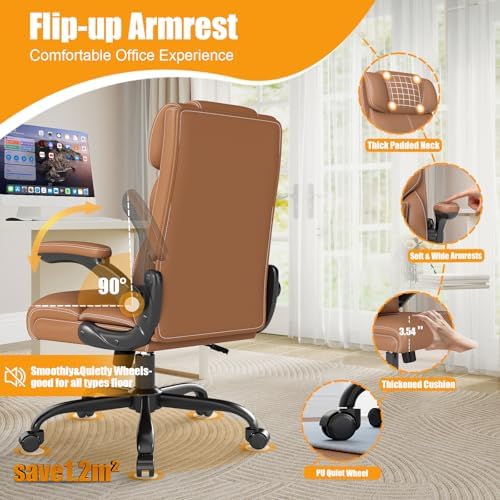 Executive Office Chair with Flip-up Armrests,Ergonomic Computer Desk Chairs