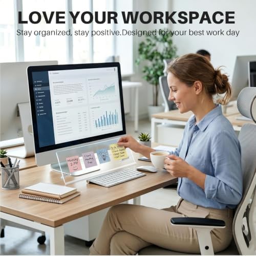 Monitor Memo Board Holder 16.5"x6.1", office organization memo holders for Computer sticky note holder, Space-Saving, Movable & Reusable, Screen saver for Office & Home Desktop Decor Extra Large