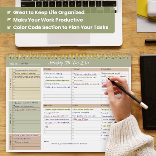 Weekly To Do List Notepad with 52 Undated Sheets(8.5"×11")- Undated Weekly Planner Notepad for Office Desk Accessories and Supplies - Forest Shades