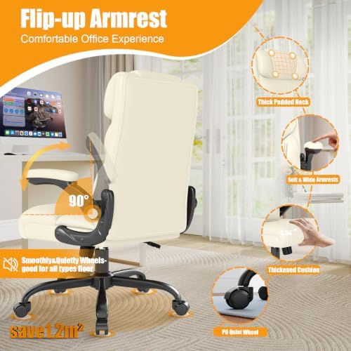 Executive Office Chair with Flip-up Armrests,Ergonomic Computer Desk Chairs