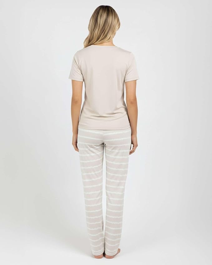 Real Essentials 2 Pack: Women's Comfy Pajama Sets - Short & Long Sleeve Ladies Loungewear Sleepwear PJs (Available In Plus)