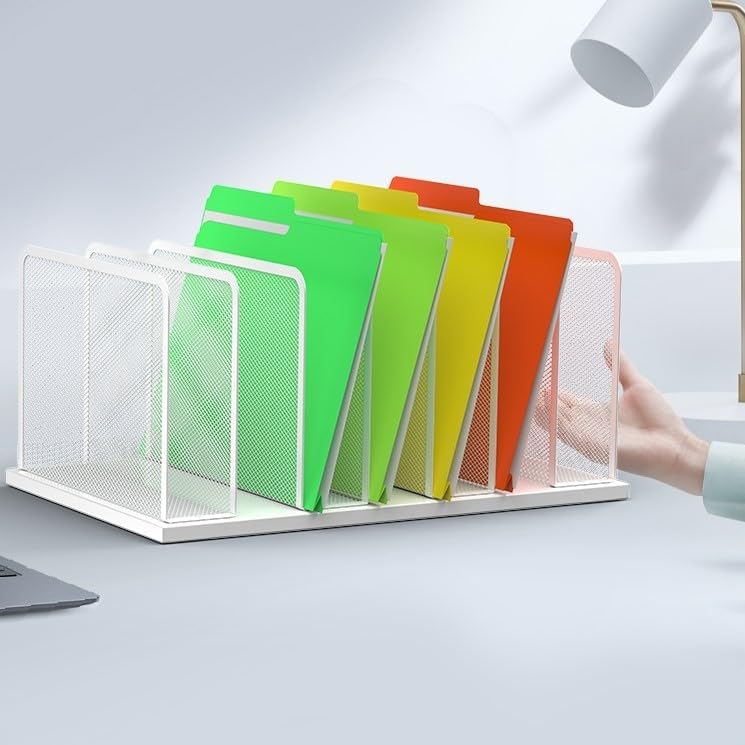Kuntine.B 7-SectionUpright Desk File Organizer White 2 Pack