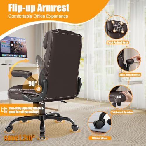 Executive Office Chair with Flip-up Armrests,Ergonomic Computer Desk Chairs