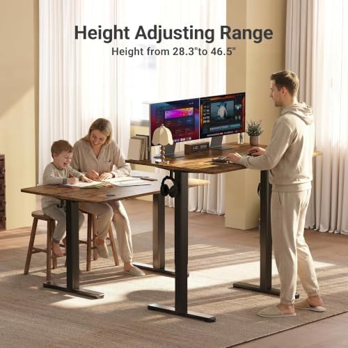 Claiks Electric Height Adjustable Standing Desk, 32x19 Inch, Rustic Brown