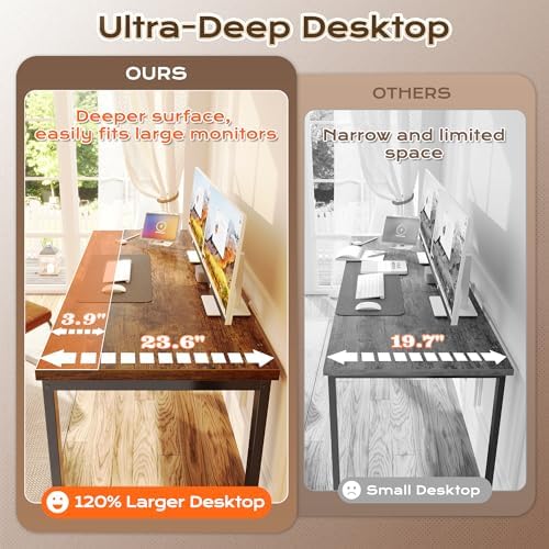 Huuger 55 x 24 inch Desk with Power Outlets & 0.95 Inch Thicker Desktop