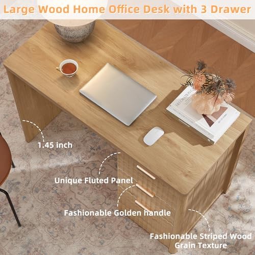 LEYAOYAO Office Desk 48" with 3 Drawers Storage File Cabinet