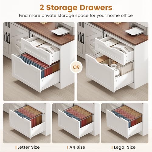 SEDETA Farmhouse 55 inch L Shaped Standing Desk with Storage Drawers