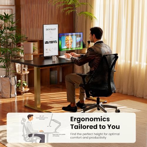 ErGear Height Adjustable Electric Standing Desk, 32 x 19 Inches Sit Stand up Desk, Memory Computer Home Office Desk, Black+Gold