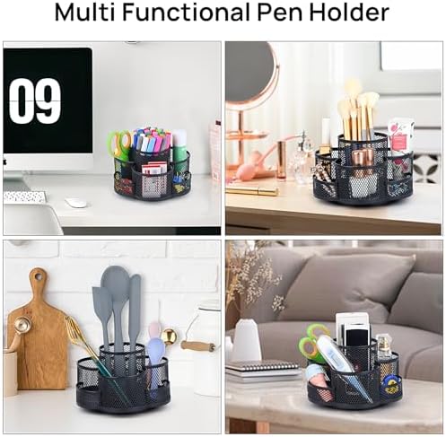 Topwey 360 Rotating Pencil/Pen Holder for Desk in Black