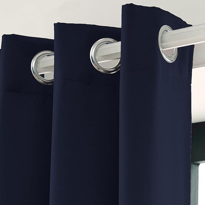 LA PALMA Thermal Insulated Blackout Darkening Grommet Living Room Curtains Window Drapes for Bedroom Pack of 2 Panels